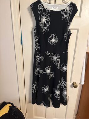 Black Floral A-Line Dress